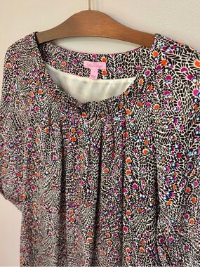 Lilly Pulitzer Feather Printed Mini Dress with Black, Pink & Orange